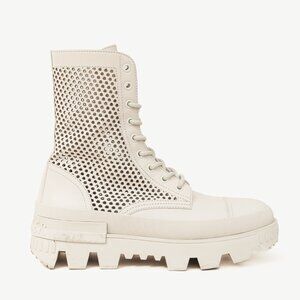 Moncler Carinne Beige Perforated Leather Lace-Up Boots